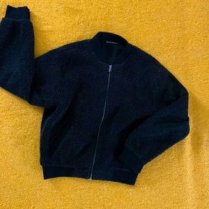 Brandy Melville Jennifer Sherpa black teddy Bomber Jacket